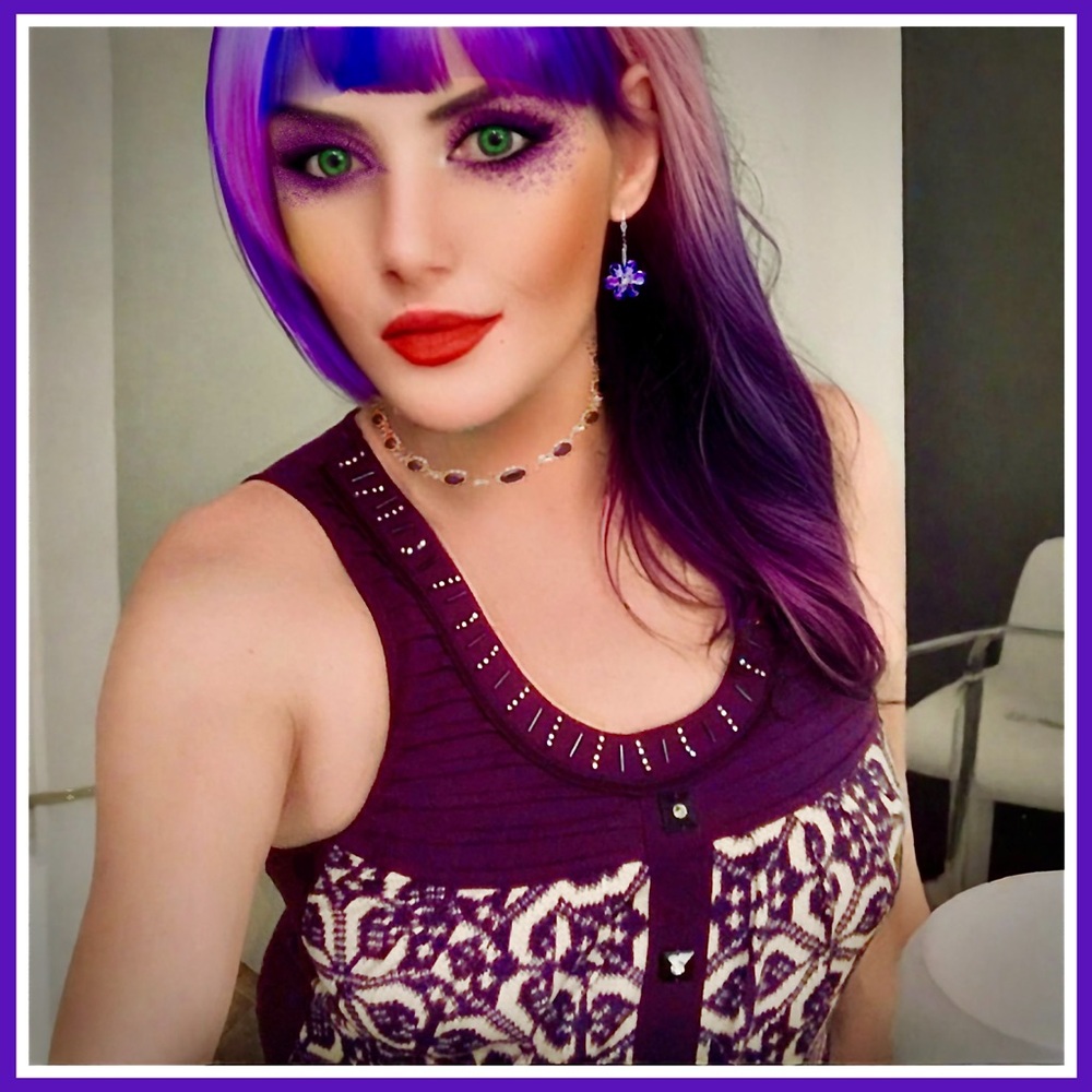 Style & Co. Purple and Black Patterned Blouse